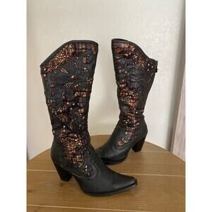 Elegance women's 6.5 brown and bronze cowboy boots